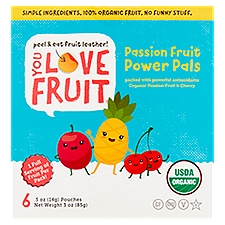 You Love Fruit Passion Fruit Power Pals Fruit Snacks, .5 oz, 6 count