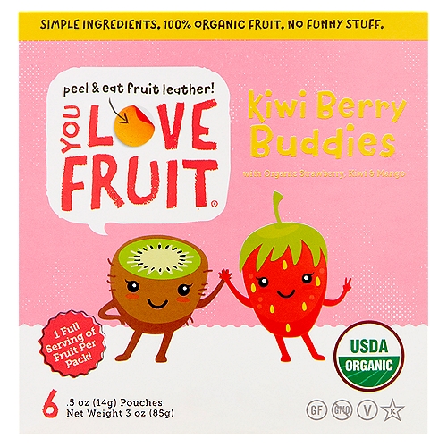 You Love Fruit Kiwi Berry Buddies Fruit Snacks, .5 oz, 6 count