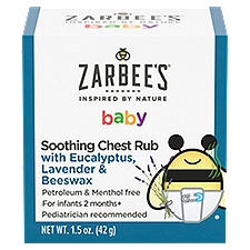 Zarbee's Naturals Eucalyptus, Lavender & Beeswax, Soothing Chest Rub, 1.5 Ounce