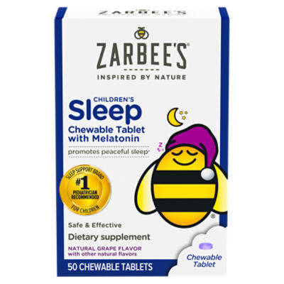 Zarbee's Natural Grape Flavor Children's Sleep Chewable Tablet with Melatonin, 50 ct