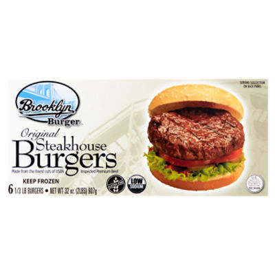 Brooklyn Burger Original Steakhouse Burgers, 1/3 lb, 6 count Fairway