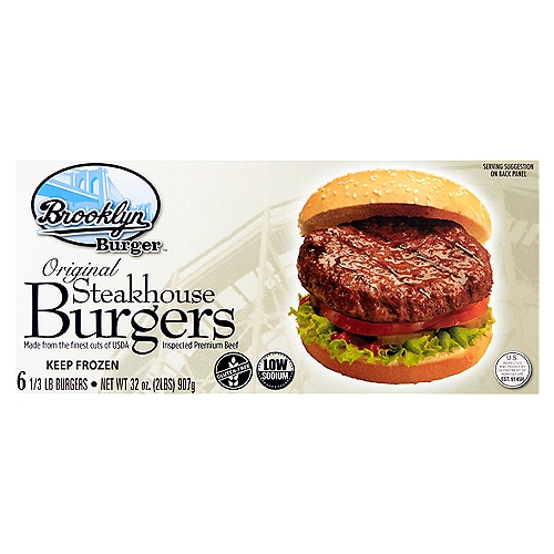 Brooklyn Burger Original Steakhouse Burgers, 1/3 lb, 6 count