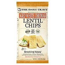 The Daily Crave Breaking News Aged White Cheddar Flavored, Lentil Chips, 4.25 Ounce