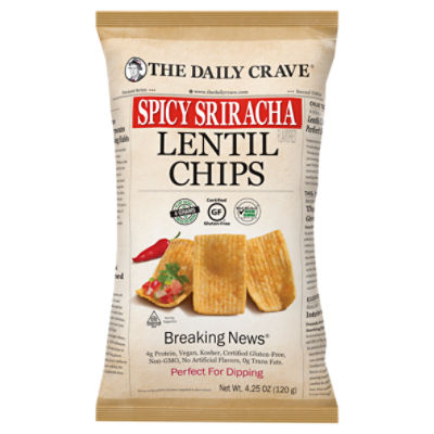 The Daily Crave Breaking News Spicy Sriracha Flavored Lentil Chips, 4.25 oz