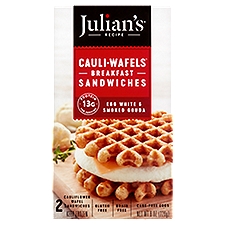 Julian's Recipe Cauli-Wafels Egg White & Smoked Gouda, Breakfast Sandwiches, 8 Ounce