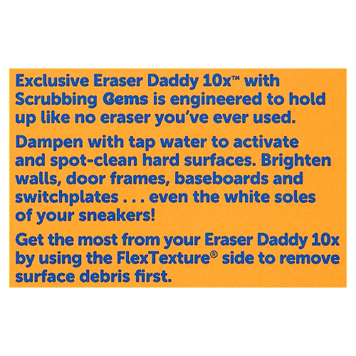 2 Pack Water Activated Scrub Daddy Eraser Daddy 10x with Scrubbing Gems Dual-Sided Scrubber and Eraser- Lasts 10x Longer Than Ordinary Melamine Erasers Dual Sided Ergonomic 2ct 