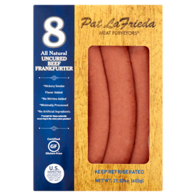 Pat La Frieda Meat Purveyors All Natural Uncured Beef Frankfurter, 8 count, 21.33 oz