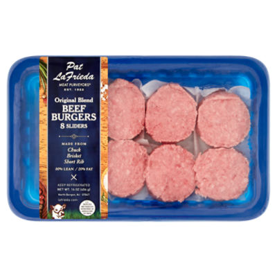 Pat La Frieda Meat Purveyors 80% Lean / 20% Fat Original Blend Beef Burgers, 8 count, 16 oz