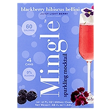 Mingle Blackberry Hibiscus Bellini Sparkling Mocktail, 12 fl oz, 4 count