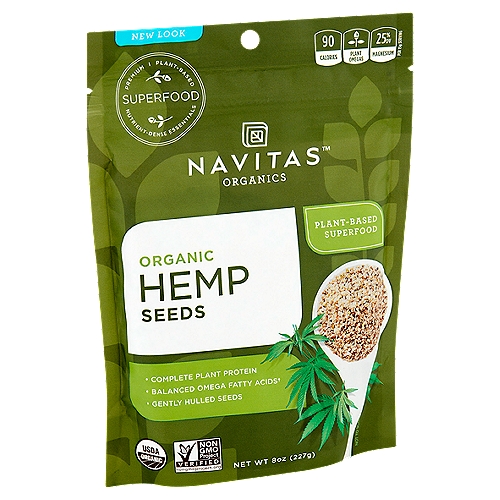 Navitas Organics Organic Hemp Seeds, 8 oz
Balanced Omega Fatty Acids†
† Contains 1245mg of Omega-3 Fatty Acids per serving.
† Contains 4370mg of Omega 6 Fatty Acids per serving.

Hemp: Cultivated for 12,000 Years
Plant-Based Complete Protein
Contains All 9 Essential Amino Acids
Nutty Flavor and Creamy Texture