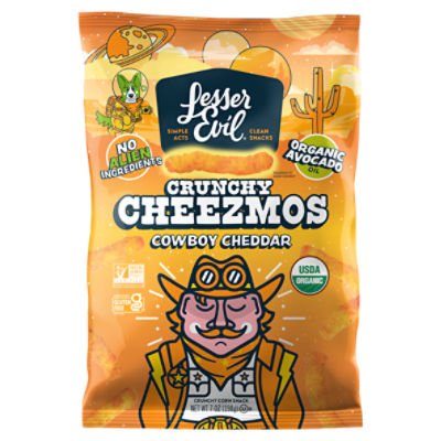 LesserEvil Cheezmos Cowboy Cheddar Crunchy Corn Snack, 7 oz