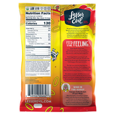 LesserEvil Moonions Hyperspace Hot Onion Crunchy Organic Corn Rings, 6 oz