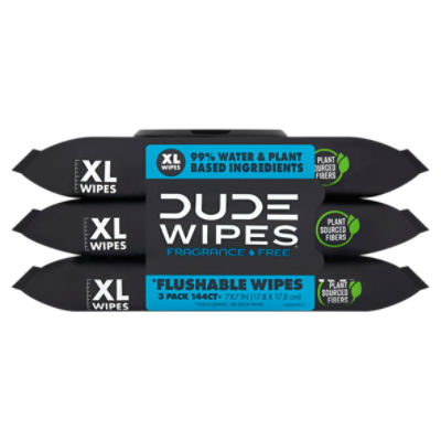DUDE Wipes XL Fragrance Free Flushable Wipes, 144 count, 144 Each