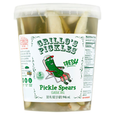 Grillo's Pickles Fresh Classic Dill Pickle Spears, 32 fl oz, 32 Fluid ounce