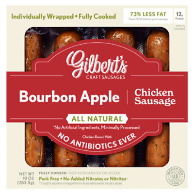 Gilbert's Craft Sausages Bourbon Apple Chicken Sausage, 4 count, 10 oz