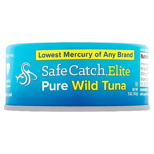 Safe Catch Elite Pure Wild Tuna, 5 oz
Every Single Tuna Tested to a Strict Mercury Limit of 0.1 Parts per Million.

8x lower mercury than albacore tuna (*FDA)
*FDA reported Hg avg. (1990-2012)