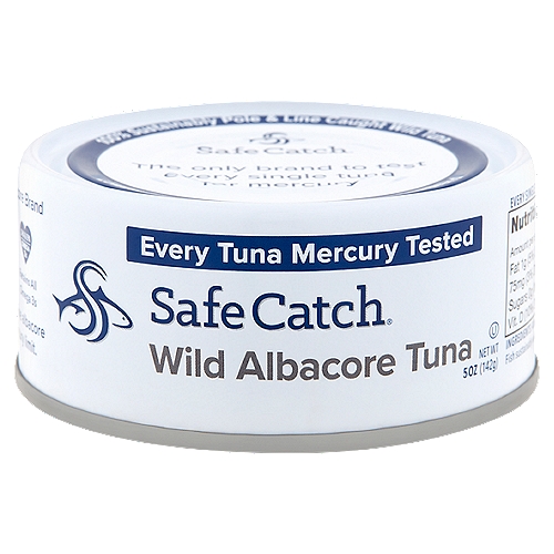 Safe Catch Wild Albacore Tuna, 5 oz
Every Single Tuna Tested to a Strict Mercury Limit of 0.38 Parts per Million.

1 out of every 3 smaller pole & line albacore does not meet our strict mercury limit.