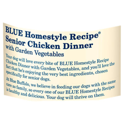 Blue buffalo homestyle recipe senior chicken dinner with garden vegetables canned clearance dog food