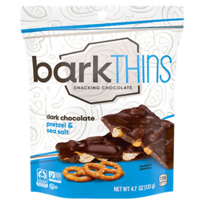 barkTHINS Dark Chocolate, Pretzel and Sea Salt Snacking Chocolate Bag