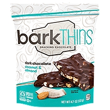 barkTHINS Dark Chocolate, Coconut and Almond Snacking Chocolate Bag, 4.7 oz