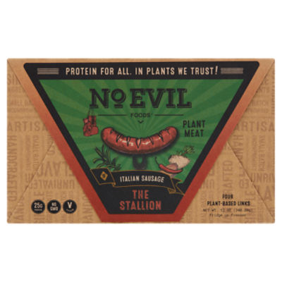 No Evil Foods The Stallion Italian Sausage, 4 count, 12 oz