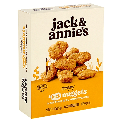 47% Less Fat than Chicken Nuggets* * Chicken Nuggets Contain 15g Total Fat per Serving (87g). Jack & Annie's Crispy Jack Nuggets Contain 7.5g Total Fat per Serving (82g). Hi, I'm Annie! Growing up eating meat, I knew I should eat more plants - but I wanted more from them. The deliciousness of meat, without all kinds of processing. I searched the world over for a better way to enjoy plant-first foods until I found the perfect plant, Jackfruit. Meet Jack - short for Jackfruit! Jack, grown on the wild Jack Tree, is a real, whole plant that eats like your favorite meat, naturally. Prepared simply with seasonings and sauces, it's as satisfying as it is juicy. And it's better for you, for farmers, and our planet.