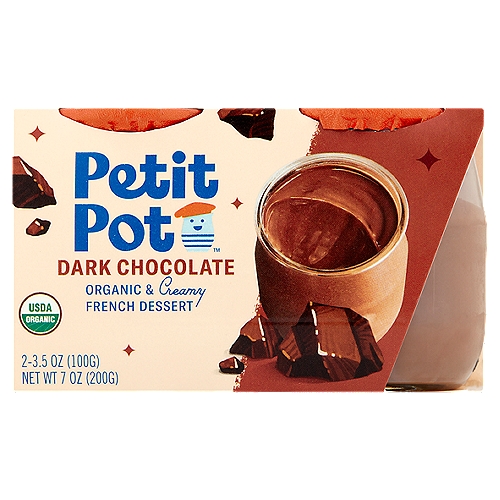 Petit Pot Organic & Creamy Dark Chocolate French Dessert, 3.5 oz, 2 count
A Taste of Magique
Dig in for a dark chocolate treat so smooth and dreamy, you'll feel like you're sitting in a Parisian café. Made with a shortlist of organic ingredients, this dessert is absolument magique!