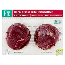 Pre 100% Grass Fed & Finished Beef Petite, Sirloin Steaks, 10 Ounce
