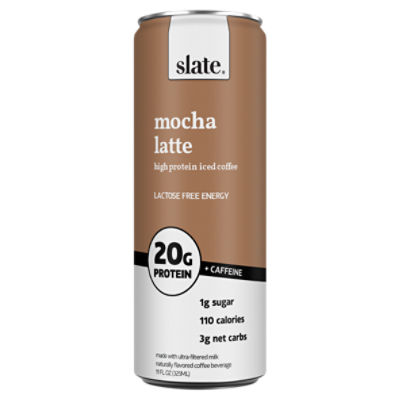 Slate 20g Protein Shake, Mocha Latte, 11 fl oz, 12-pack