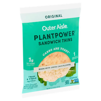 Outer Aisle Original Cauliflower Sandwich Thins, 6.75 Ounce -- 12 per case