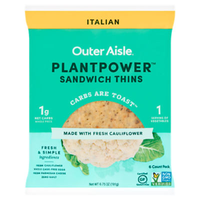Outer Aisle Plantpower Italian Sandwich Thins, 6 count, 6.75 oz