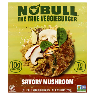 NoBull Savory Mushroom Veggieburgers, 1/4 lb, 2 count
