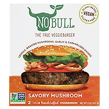 No Bull Savory Mushroom Handcrafted Veggieburgers, 1/4 lb, 2 count