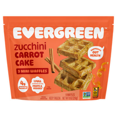 Evergreen Zucchini Carrot Cake Mini Waffles, 9 count, 9 oz
