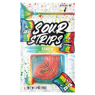 Sour Strips Rainbow Candy, 3.4 oz