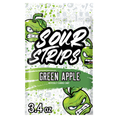 Sour Strips Green Apple Candy, 3.4 oz