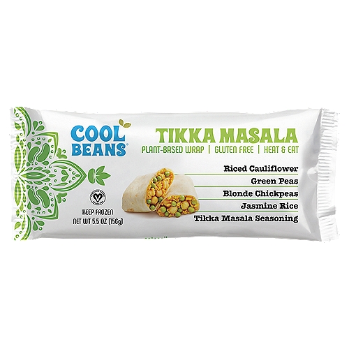 Cool Beans Tikka Masala Plant-Based Wrap, 5.5 oz
Plant-Based Wraps, Rooted in Goodness
Cool Beans® brings together mighty nutritious beans with global flavors to create balanced eating that's good for you and good karma, too.
A nod to India's diverse cuisine, Tikka Masala blends traditional Indian-style spices and coconut milk for rich and aromatic flavor that's sweet meets peppery.