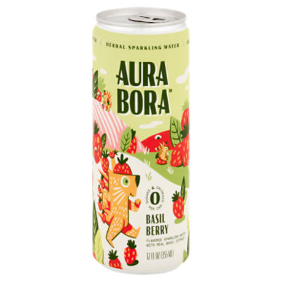 Aura Bora Basil Berry Herbal Sparkling Water, 12 fl oz