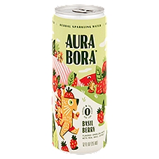 Auro Bora Herbal Sparkling Water (Basil Berry Flavored), 12 Fluid ounce