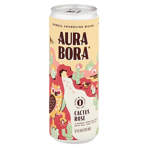 Aura Bora Cactus Rose Herbal Sparkling Water, 12 fl oz