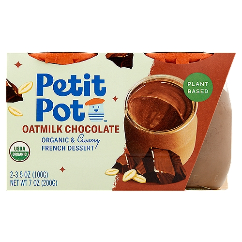 Petit Pot Organic & Creamy Oatmilk Chocolate French Dessert, 3.5 oz, 2 count
A Taste of Magique
Dig in for an oatmilk chocolate treat so smooth and dreamy, you'll feel like you're sitting in a Parisian café. Made with a shortlist of organic ingredients, this dessert is absolument magique!