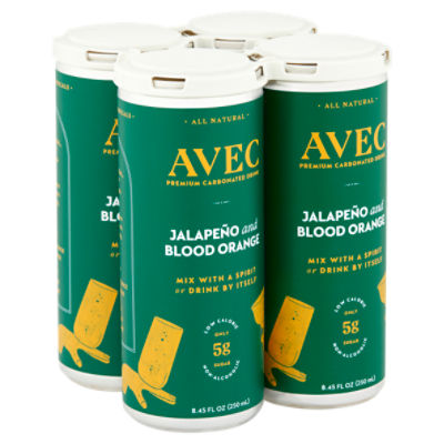AVEC Jalapeño and Blood Orange Premium Carbonated Drink, 4 count, 8.45 fl oz