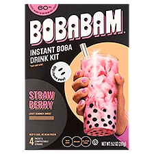 Bobabam Strawberry Instant Boba Drink Kit, 4 count, 9.2 oz