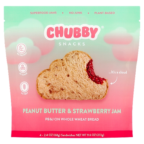 Chubby Snacks Peanut Butter & Strawberry Jam Sandwiches, 2.4 oz, 4 count