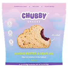 Chubby Snacks Almond Butter & Grape Jam Sandwiches, 2.4 oz, 4 count