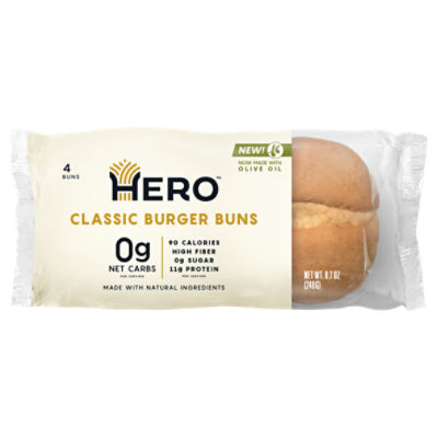 Hero Classic Burger Buns, 4 count, 8.7 oz