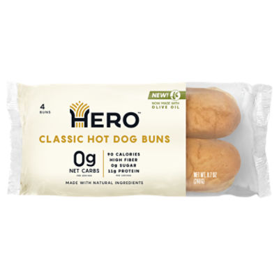 Hero Classic Hot Dog Buns, 4 count, 8.7 oz
