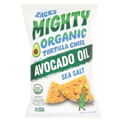 Zack's Mighty Sea Salt Organic Avocado Oil Tortilla Chips, 7.5 oz