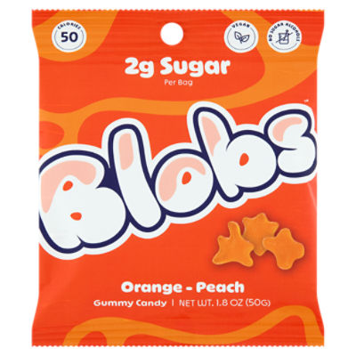Blobs Orange - Peach Gummy Candy, 1.8 oz
