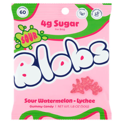 Blobs Sour Watermelon - Lychee Gummy Candy, 1.8 oz